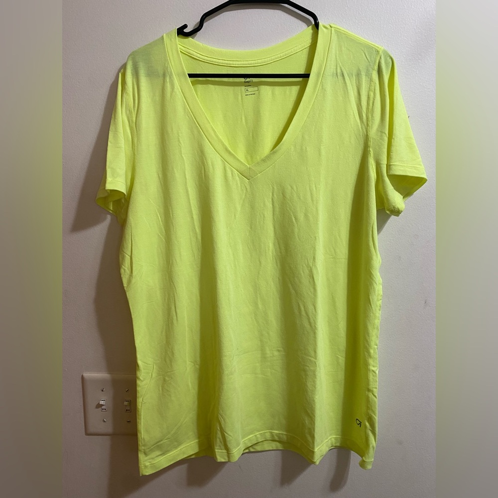 Gap Neon Yellow GapFit Breathe V neck Short Sleeve Top